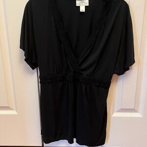 LOFT Elegant Black V-Neck Top